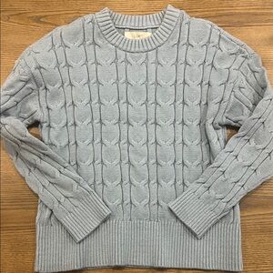 LOFT Light Gray Cable Knit Sweater